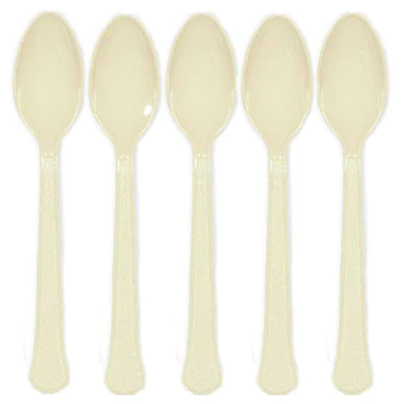 Vanilla Heavy Weight Plastic Spoon - 20 Pcs