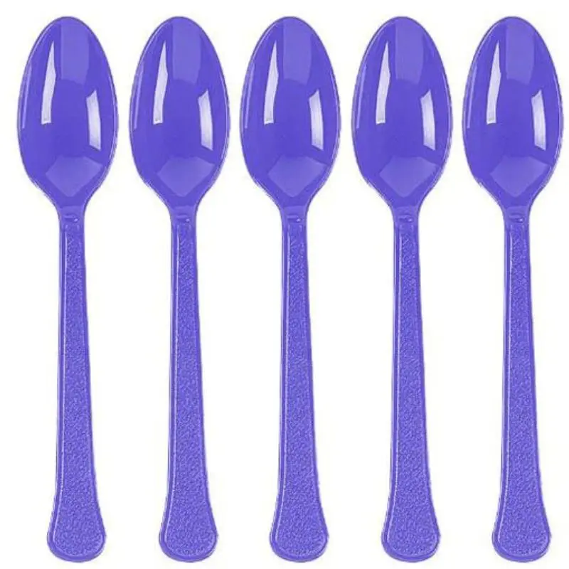 Purple Heavy Weight Plastic Spoon - 20 Pcs