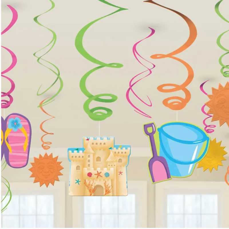 Fun In The Sun Swirl Decorations 12pcs