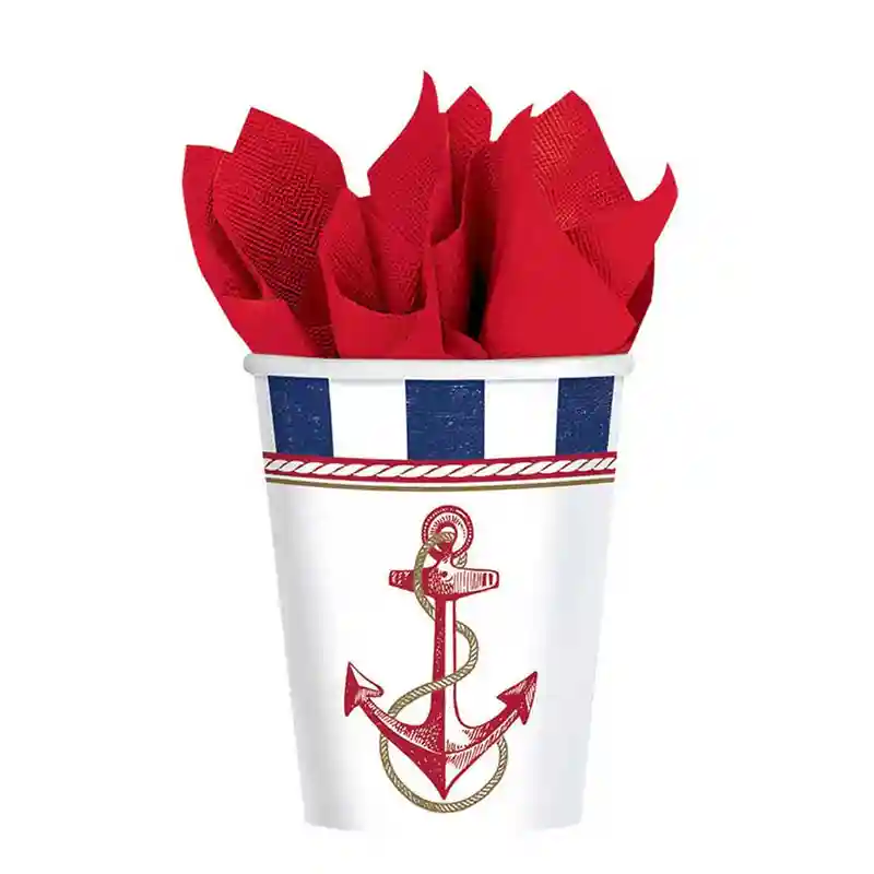 Anchors Aweigh Paper Cups 9oz, 8pcs