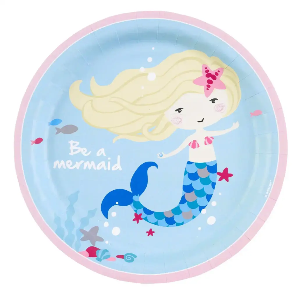 Be A Mermaid Paper Plate 9in 8 pcs