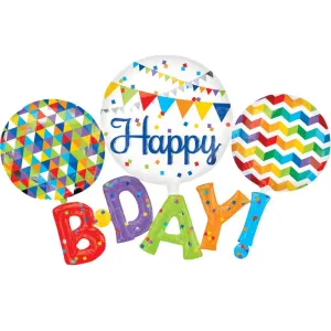 Happy B-Day Multi-Balloon Bouquet - 5 pcs