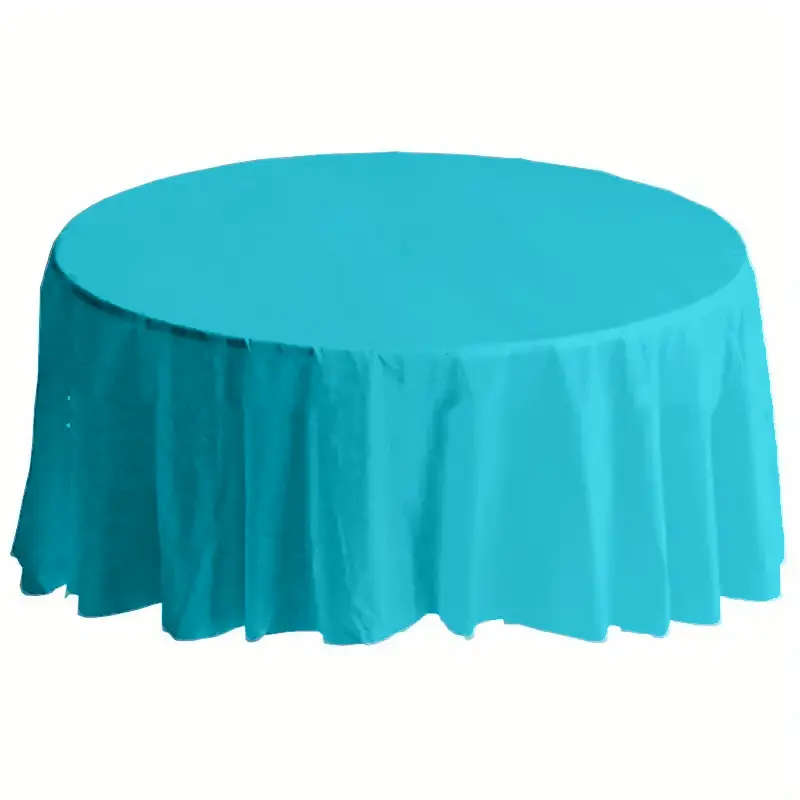 Egg Blue Round Plastic Table Cover 84in