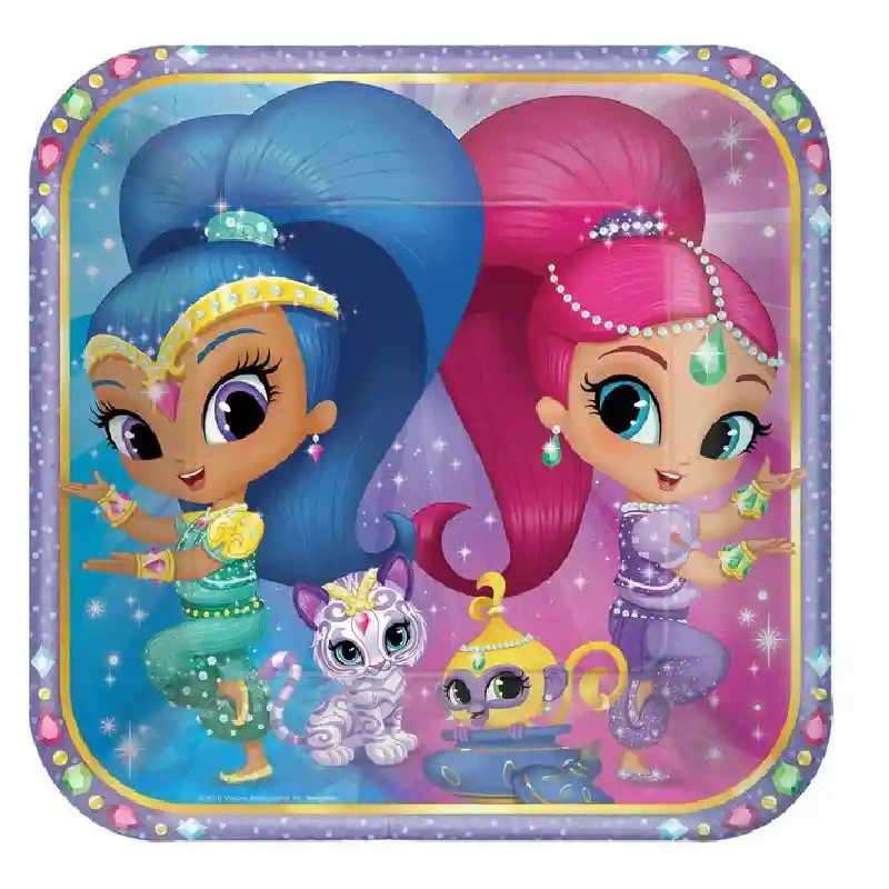 Shimmer and Shine Paper Square Plate 9in 8pcs