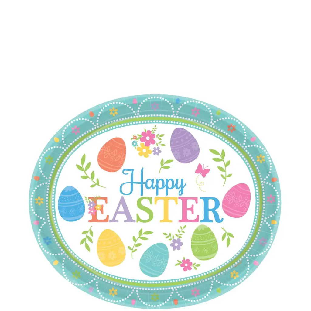 Easter Oval Paper Plates 12in 8pcs