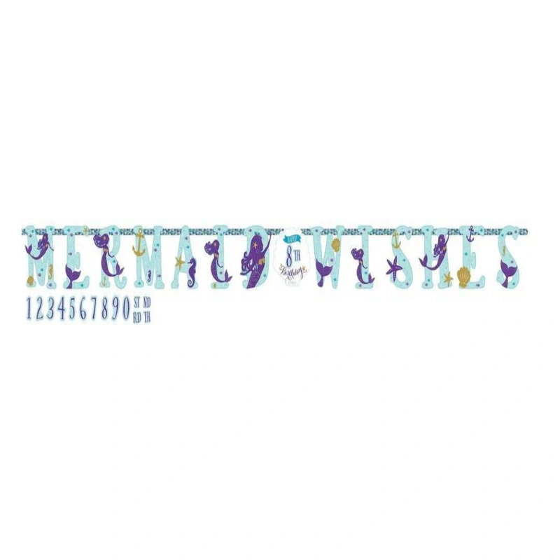 Mermaid Wishes Jumbo Add-An-Age Letter Banner