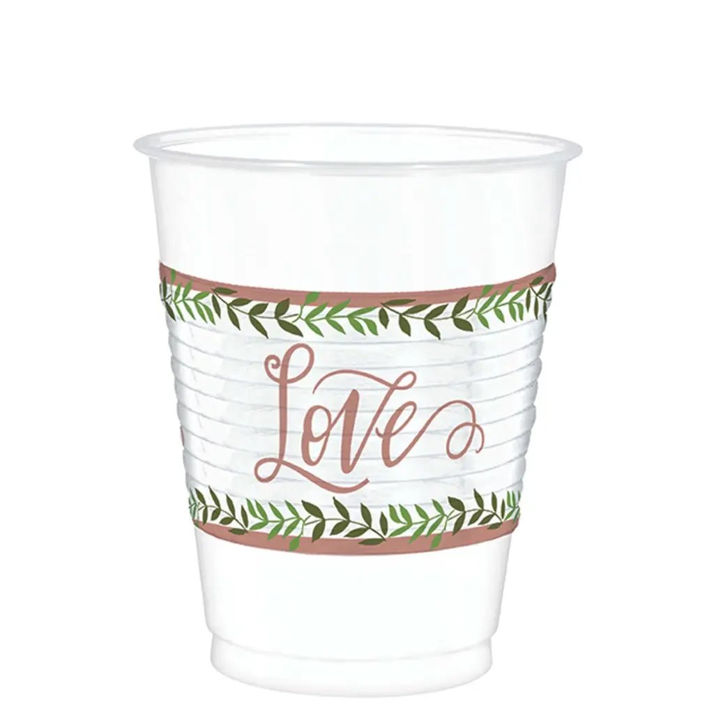 Love And Leaves Plastic Cups 25pcs