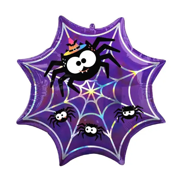 Iridescent Spiderweb SuperShape Halloween Foil Balloon 22in