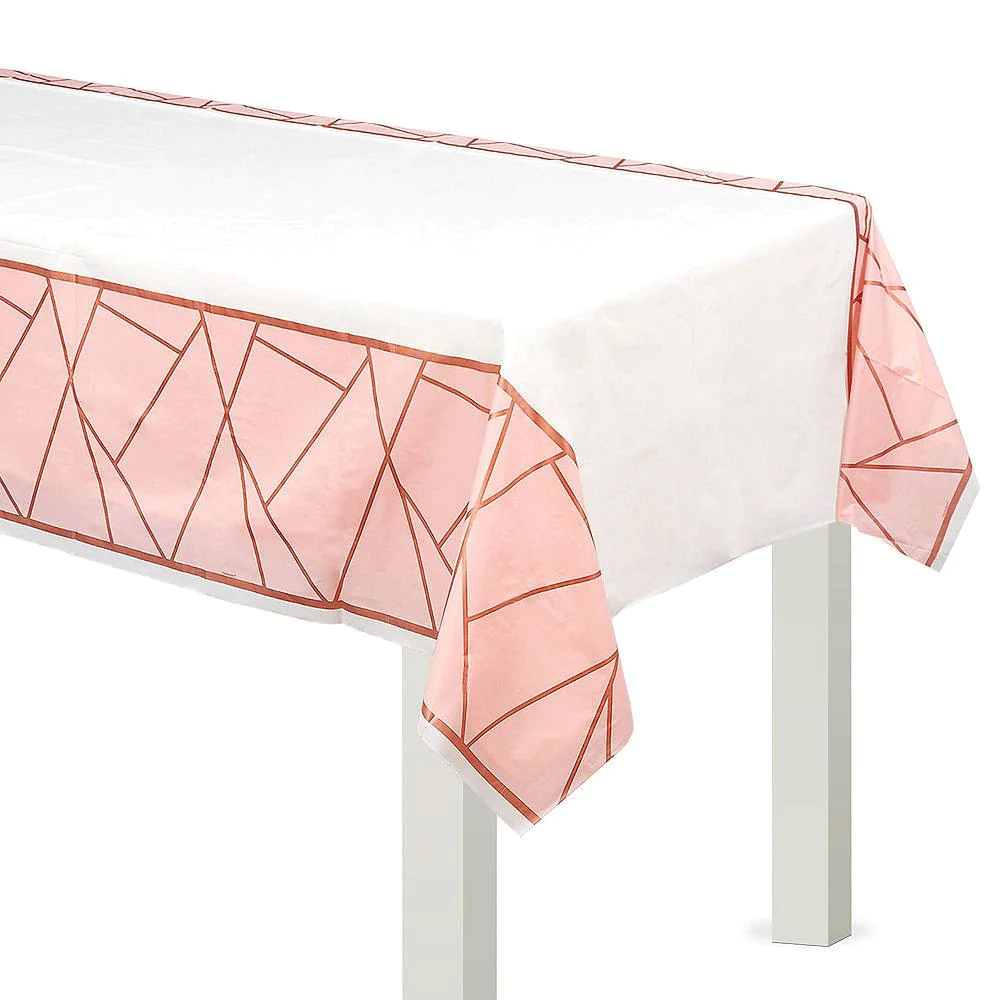 Blush Wedding Plastic Table Cover