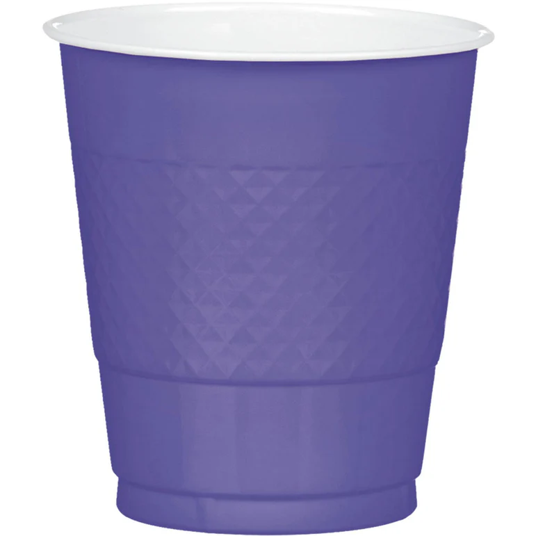 New Purple Plastic Cups 12oz, 20pcs