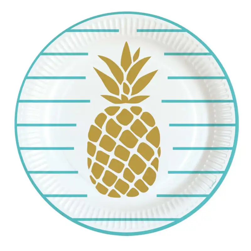 Pineapples Vibes Paper Plates 9in, 8pcs