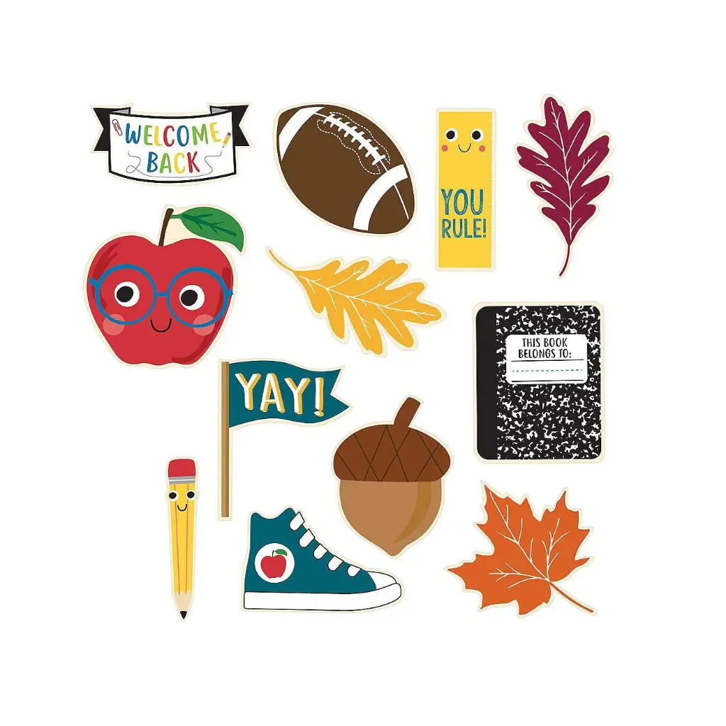 Back To School Paper Cutouts 12pcs