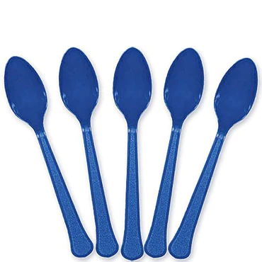 Royal Blue Plastic Spoon - 20 Pcs