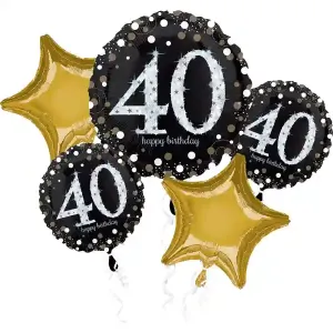 Sparkling Birthday 40 Balloon Bouquet 5pcs
