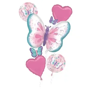 Flutter Happy Birthday Foil Balloon Bouquet 5 pcs
