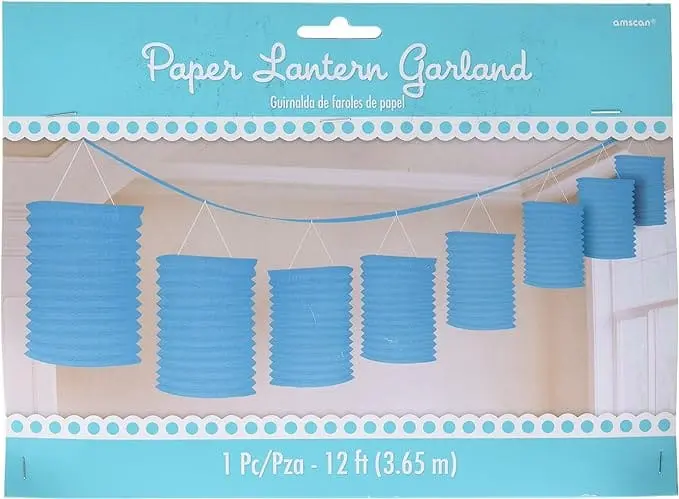 Blue Paper Lantern Garland 12ft