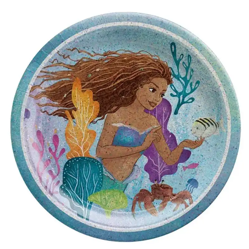 The Little Mermaid Round Plates 7in, 8pcs