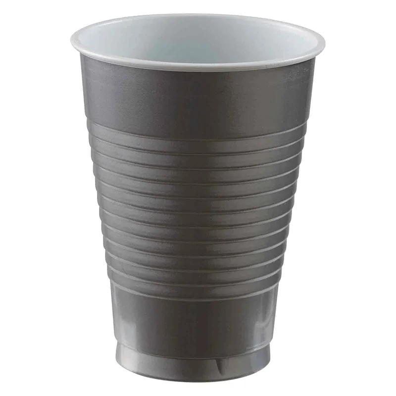 SILVER PLASTIC CUPS 12OZ, 20PCS