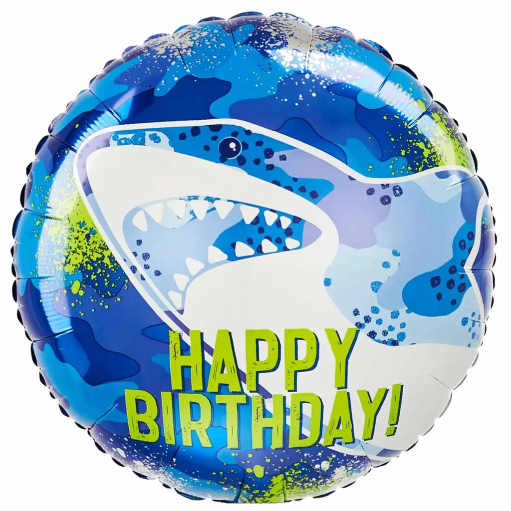 Shark Birthday Foil Balloon 18 in