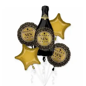 Roaring Twenties Champagne Balloon Bouquet 5 pcs