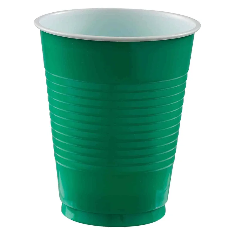 Festive Green Plastic Cups 20pcs