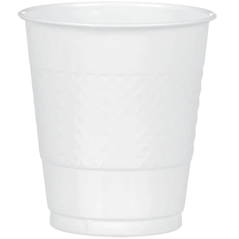 White Plastic Plastic Cups 12oz, 20pcs