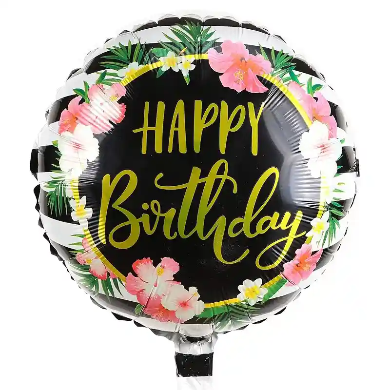Happy Birthday Tropical Floral Round Foil Balloon 18in