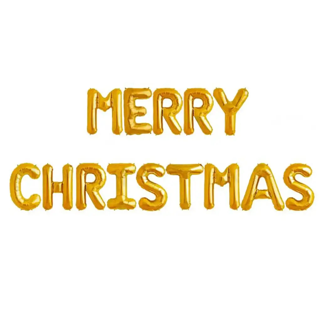 Gold Merry Christmas Balloon Letter Banner - 17 Inch