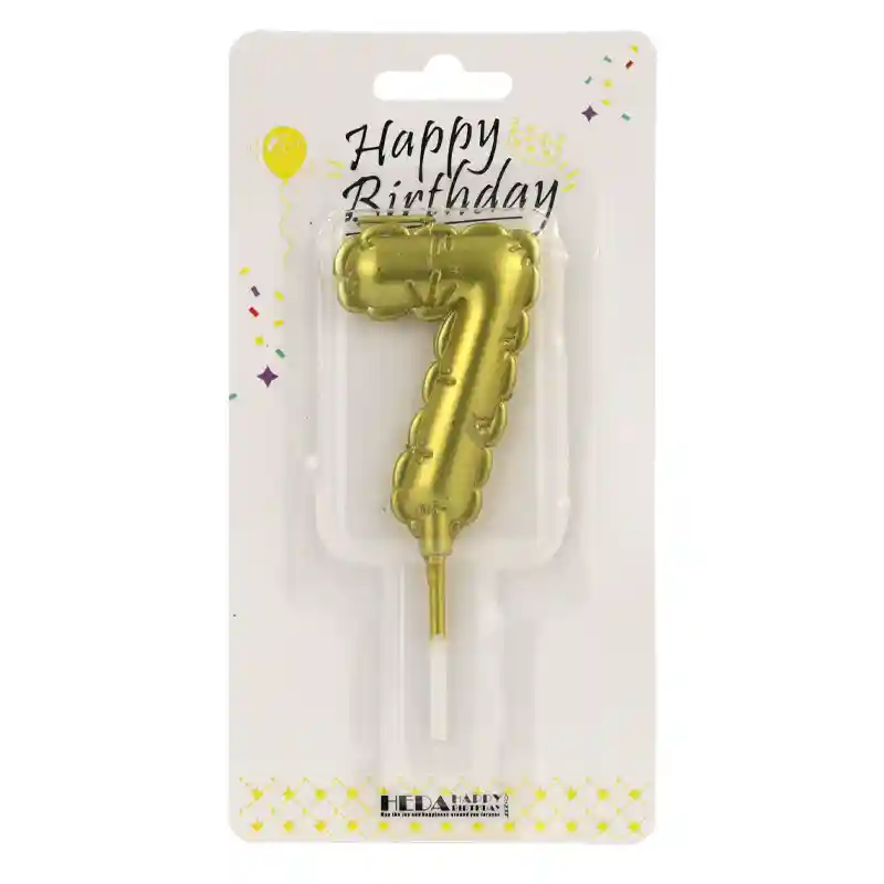 Gold Birthday Number Candle 7 - Cake Topper - 10cm