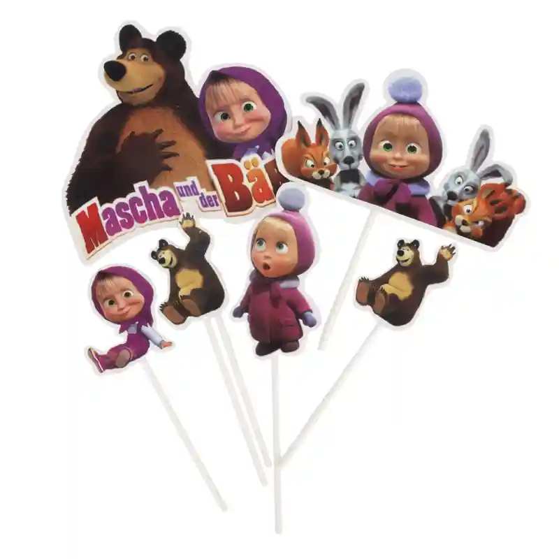 Masha and the Bear Cake Topper Set 6 pcs