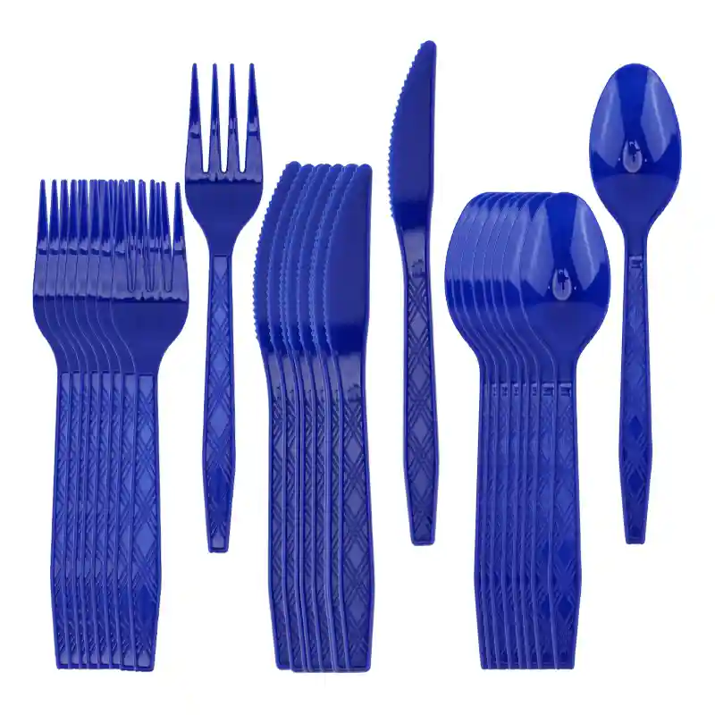 Dark Blue plastic cutlery set 30 pcs