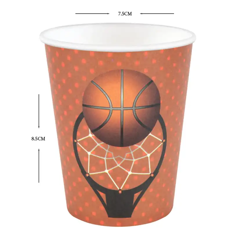 Basketball Party Paper Cups - 8 pcs