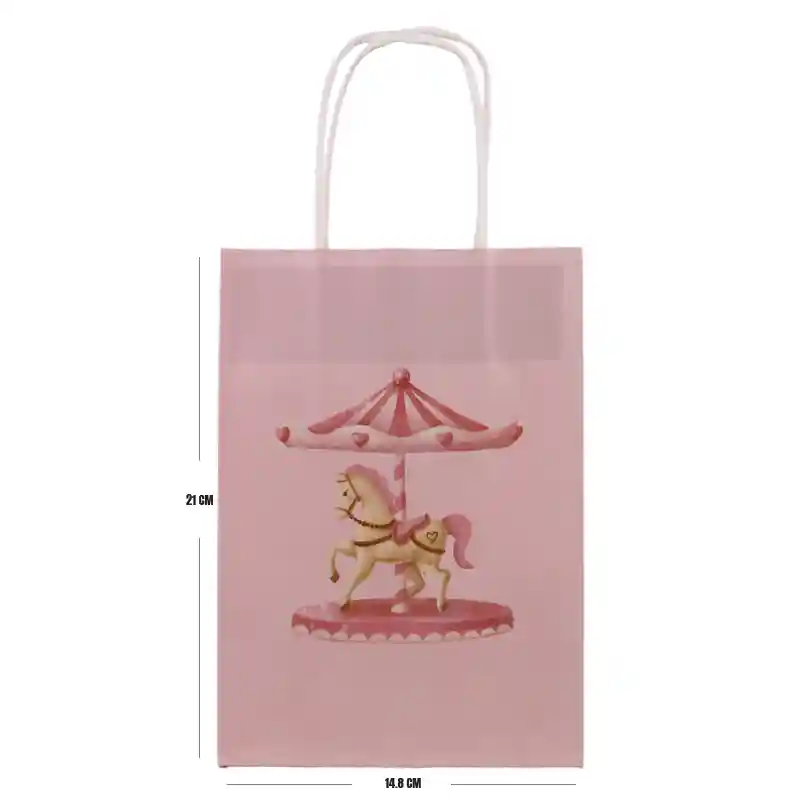 Carousel Party Bag – Pink Paper Gift Bag - 6 pcs
