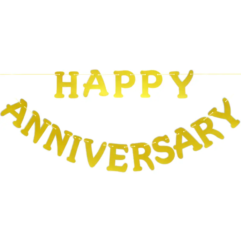 Happy Anniversary Banner – Gold Paper Garland 5 M