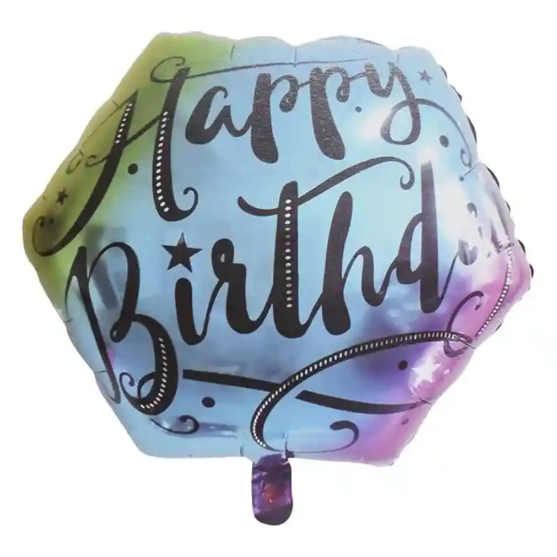 Iridescent Happy Birthday Hexagon Foil Balloon 18in