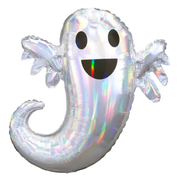 Ghost Iridescent Holographic Halloween Foil Balloon 18 in