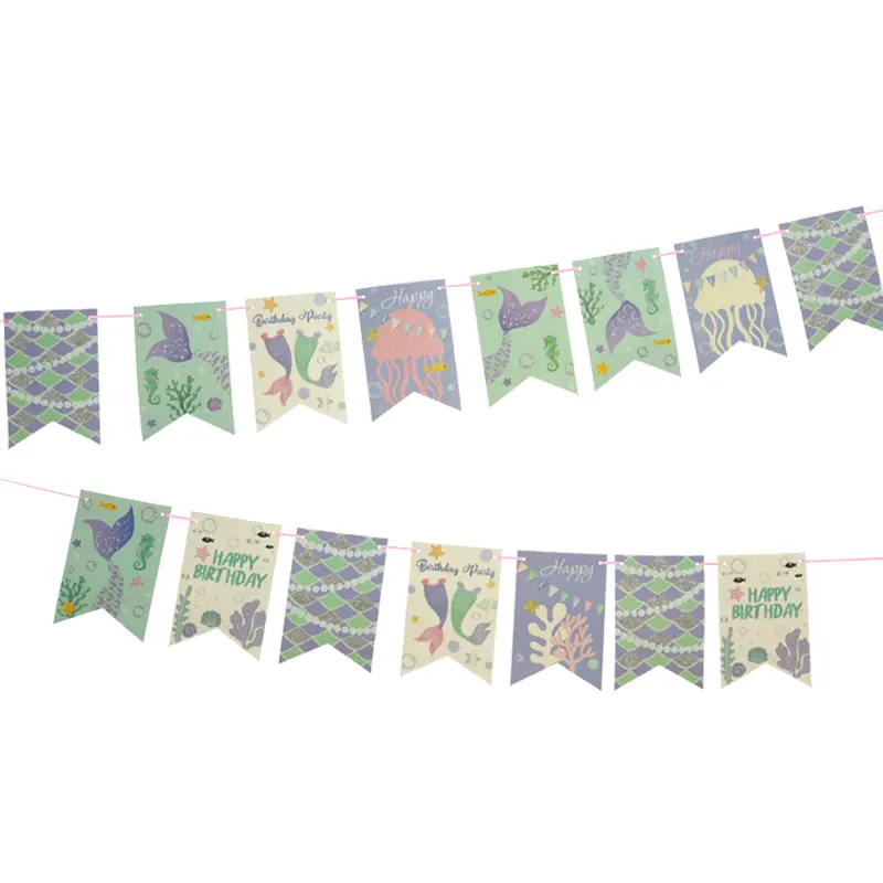 Mermaid Happy Birthday Banner 4.5 M