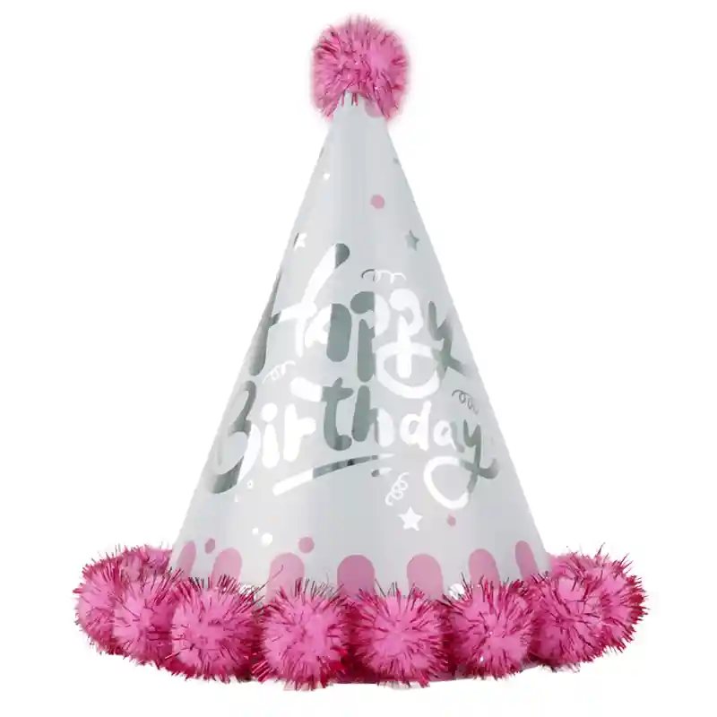Silver and Pink Birthday Hat – 18 cm