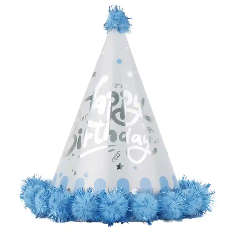 Blue Birthday Cone Hat – 18 cm