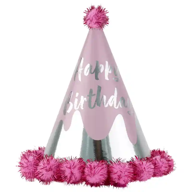 Pink Birthday Cone Hat – 18 cm