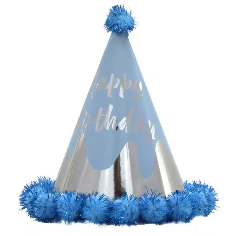 Metallic Blue Birthday Hat – 18 cm