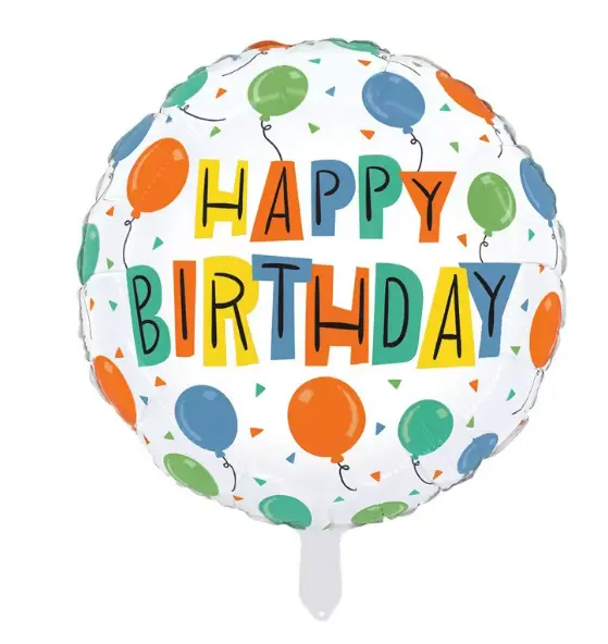Happy Birthday Balloons print Foil Balloon 18 in