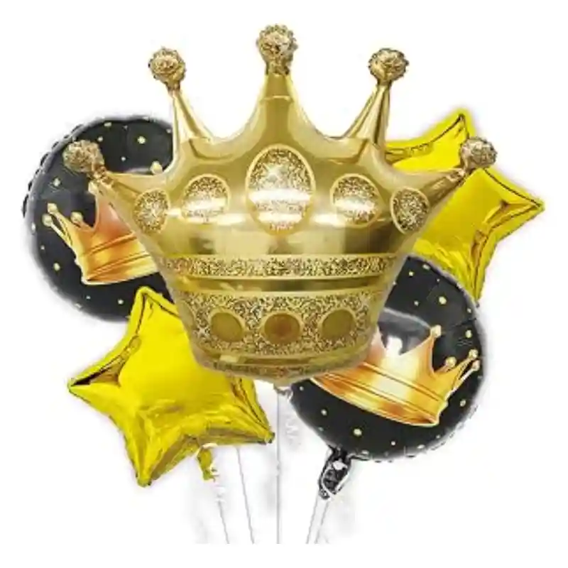 Royal Gold Crown Balloon Bouquet,7pcs 