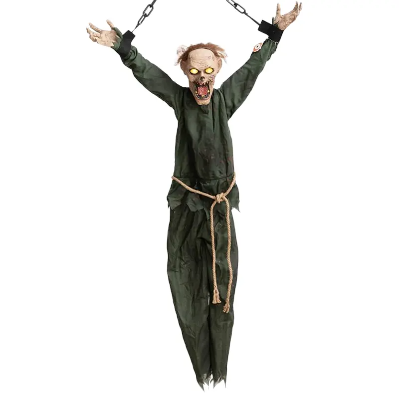 Zombie Hanging Prop with Glowing Eyes – Creepy Halloween Decoration