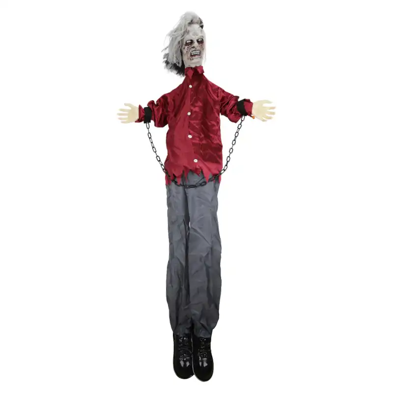Zombie Hanging Decoration with Chains – Bloody Horror Halloween Prop