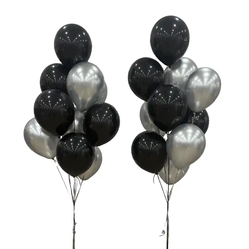 Black and Silver Balloon Bouquet – Set of Two with Weights