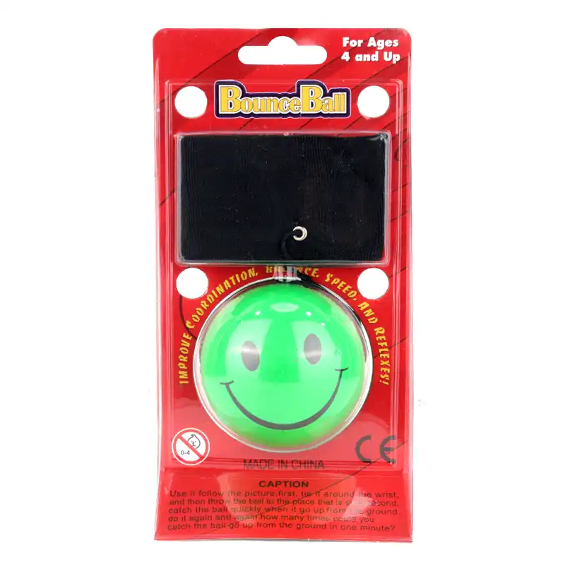 Smiley Wrist Bounce Ball - Green
