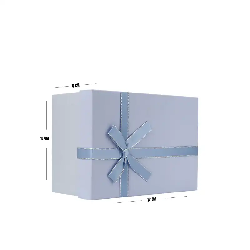 Baby Blue Matte Gift Box with Ribbon – 17 x 10 x 6 cm