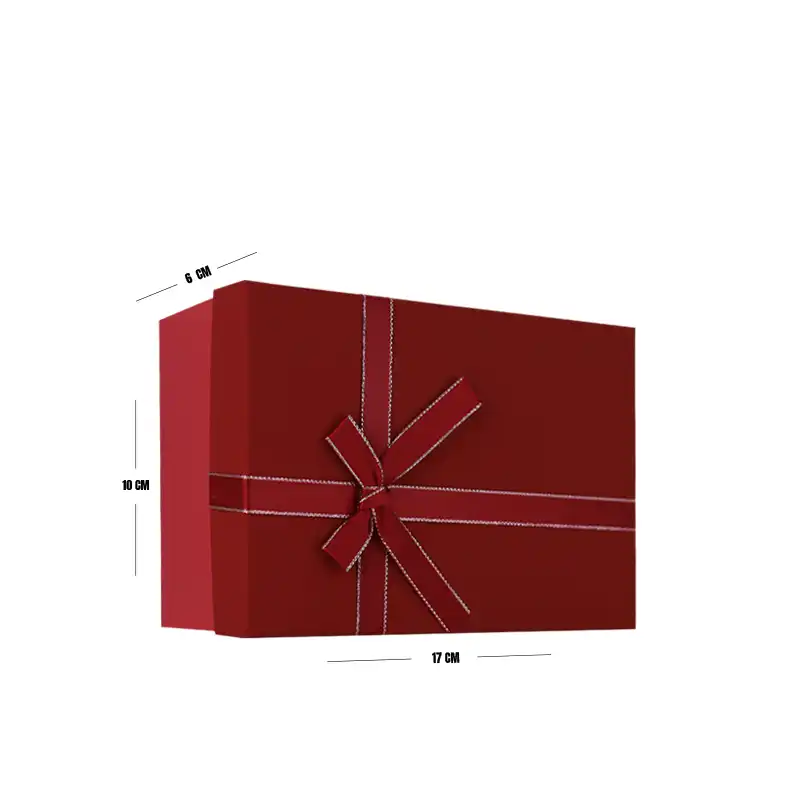 Red Matte Gift Box with Ribbon – 17 x 10 x 6 cm