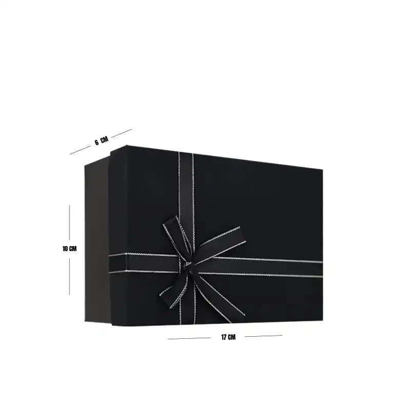 Black Matte Gift Box with Ribbon – 17 x 10 x 6 cm